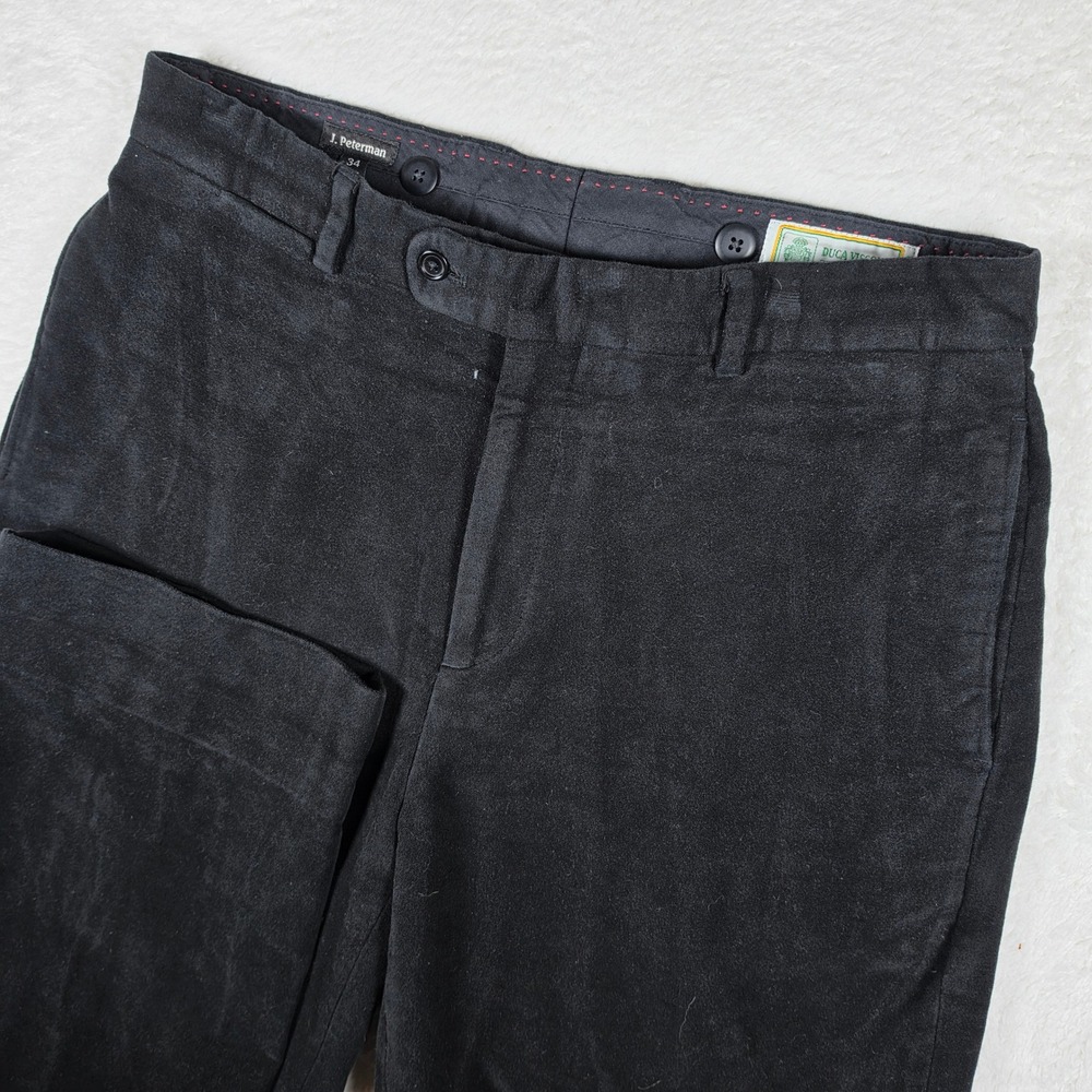 J. Peterman Moleskin Duca Visconti Mens 34 Black Cotton Straight Leg Trousers